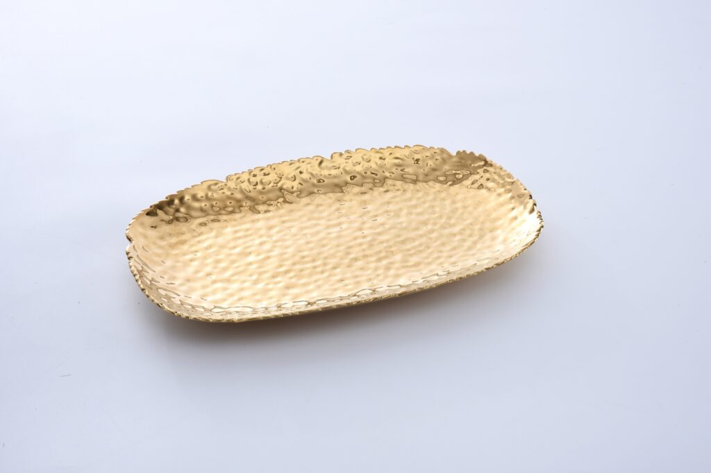Medium, gold serving platter
