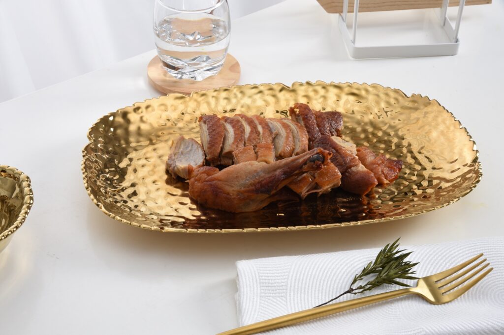 Medium, gold serving platter - Image 5