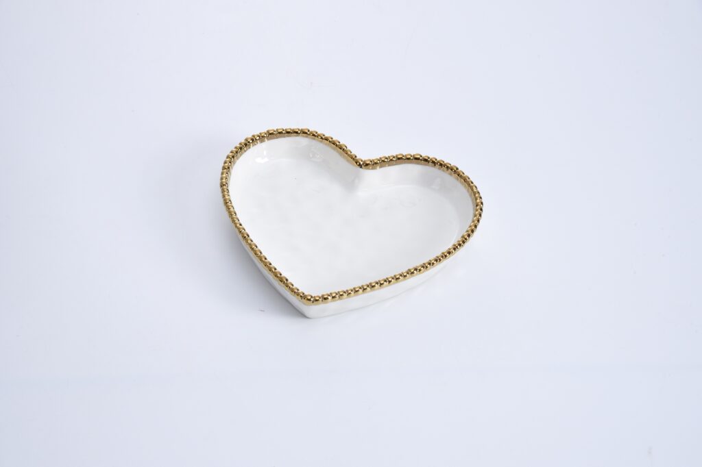Medium Heart Dish, White Gold