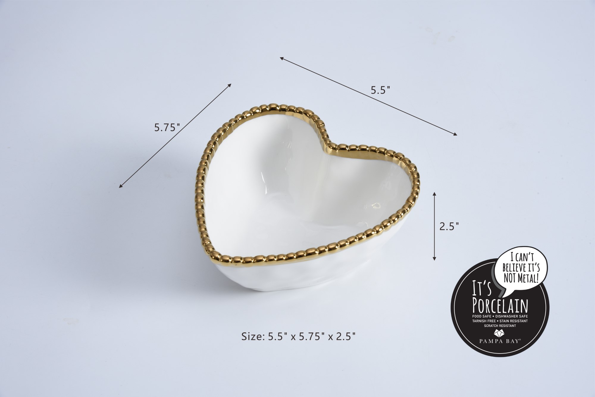 Heart Bowl, White Gold - PAMPABAY WHOLESALE